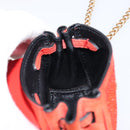 VERSACE Medusa Micro Chain Shoulder Bag Suede Orange Gold Auth 212556A-22
