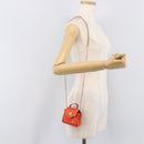 VERSACE Medusa Micro Chain Shoulder Bag Suede Orange Gold Auth 212556A-24