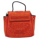 VERSACE Medusa Micro Chain Shoulder Bag Suede Orange Gold Auth 212556A-3