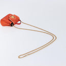VERSACE Medusa Micro Chain Shoulder Bag Suede Orange Gold Auth 212556A-9