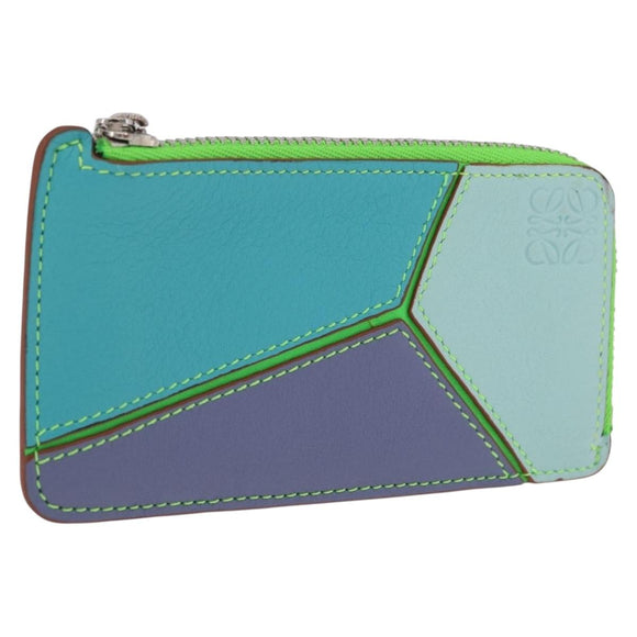 LOEWE Puzzle Coin Purse Leather Multicolor Silver Auth 212567M