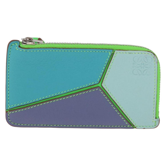 LOEWE Puzzle Coin Purse Leather Multicolor Silver Auth 212567M