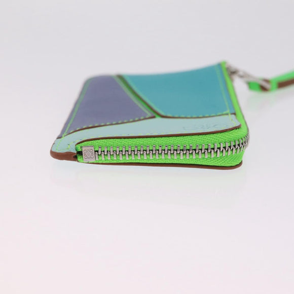 LOEWE Puzzle Coin Purse Leather Multicolor Silver Auth 212567M