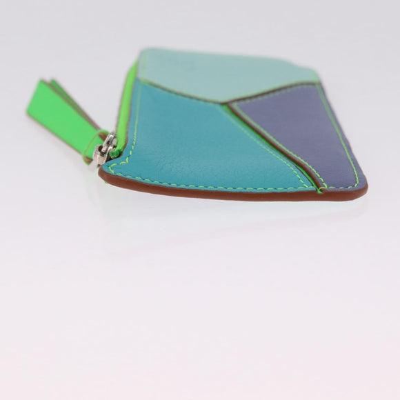 LOEWE Puzzle Coin Purse Leather Multicolor Silver Auth 212567M