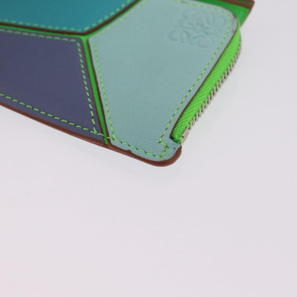LOEWE Puzzle Coin Purse Leather Multicolor Silver Auth 212567M