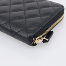 CHANEL Matelasse Long Wallet Caviar Skin Black Gold CC Auth 212569V-10