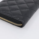 CHANEL Matelasse Long Wallet Caviar Skin Black Gold CC Auth 212569V-11