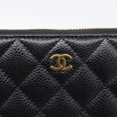 CHANEL Matelasse Long Wallet Caviar Skin Black Gold CC Auth 212569V-13
