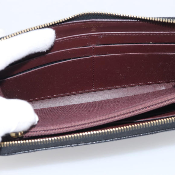 CHANEL Matelasse Long Wallet Caviar Skin Black Gold CC Auth 212569V