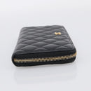 CHANEL Matelasse Long Wallet Caviar Skin Black Gold CC Auth 212569V-5