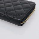 CHANEL Matelasse Long Wallet Caviar Skin Black Gold CC Auth 212569V-8