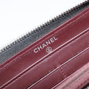 CHANEL Matelasse Long Wallet Caviar Skin Black Silver CC Auth 212570V-15