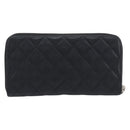 CHANEL Matelasse Long Wallet Caviar Skin Black Silver CC Auth 212570V-3