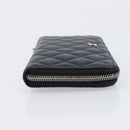 CHANEL Matelasse Long Wallet Caviar Skin Black Silver CC Auth 212570V-4