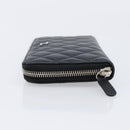 CHANEL Matelasse Long Wallet Caviar Skin Black Silver CC Auth 212570V-5