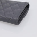 CHANEL Matelasse Long Wallet Caviar Skin Gray Gold CC Auth 212571M-10
