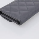 CHANEL Matelasse Long Wallet Caviar Skin Gray Gold CC Auth 212571M-11