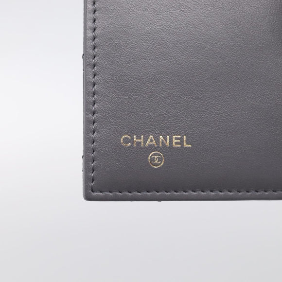 CHANEL Matelasse Long Wallet Caviar Skin Gray Gold CC Auth 212571M