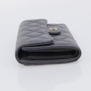 CHANEL Matelasse Long Wallet Caviar Skin Gray Gold CC Auth 212571M-4