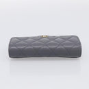 CHANEL Matelasse Long Wallet Caviar Skin Gray Gold CC Auth 212571M-6