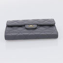 CHANEL Matelasse Long Wallet Caviar Skin Gray Gold CC Auth 212571M-7