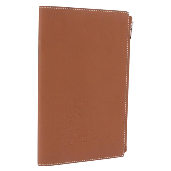 HERMES EA Zip PM Day Planner Cover Leather Brown Silver Auth 212573M