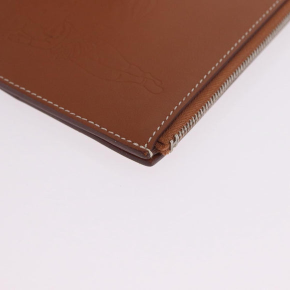 HERMES EA Zip PM Day Planner Cover Leather Brown Silver Auth 212573M