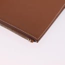 HERMES EA Zip PM Day Planner Cover Leather Brown Silver Auth 212573M-11