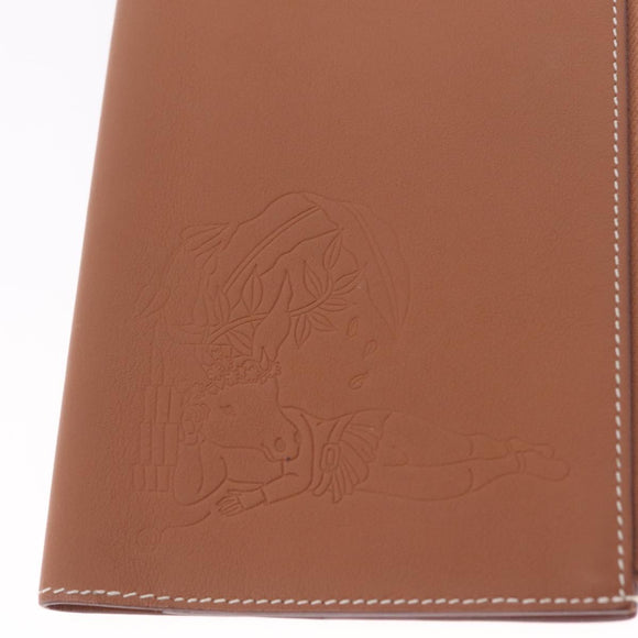 HERMES EA Zip PM Day Planner Cover Leather Brown Silver Auth 212573M