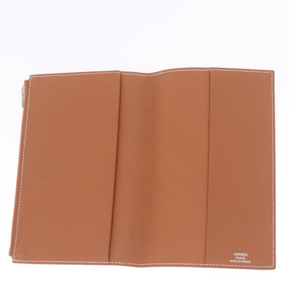 HERMES EA Zip PM Day Planner Cover Leather Brown Silver Auth 212573M