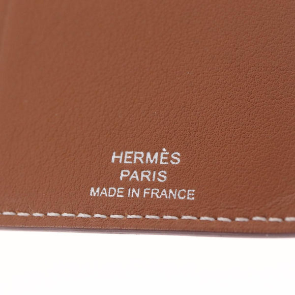 HERMES EA Zip PM Day Planner Cover Leather Brown Silver Auth 212573M