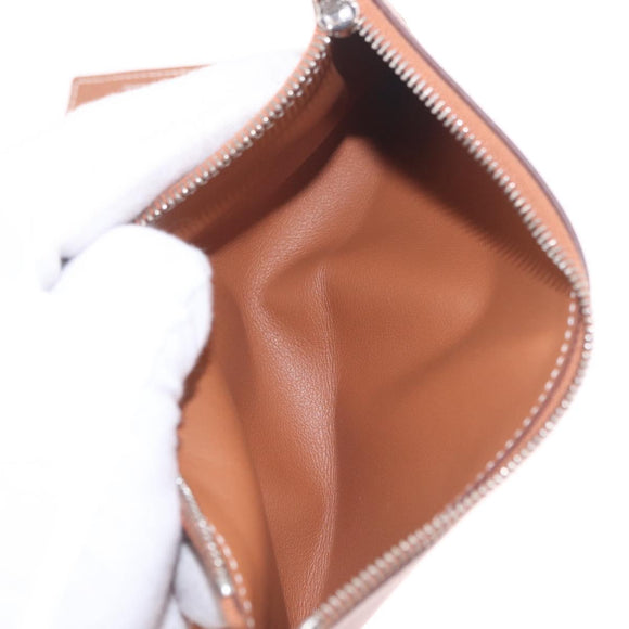 HERMES EA Zip PM Day Planner Cover Leather Brown Silver Auth 212573M