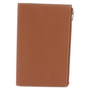 HERMES EA Zip PM Day Planner Cover Leather Brown Silver Auth 212573M-2