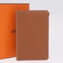 HERMES EA Zip PM Day Planner Cover Leather Brown Silver Auth 212573M-21