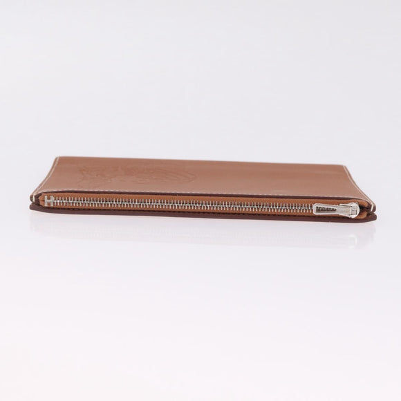HERMES EA Zip PM Day Planner Cover Leather Brown Silver Auth 212573M