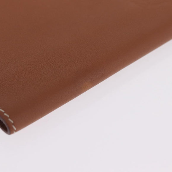 HERMES EA Zip PM Day Planner Cover Leather Brown Silver Auth 212573M