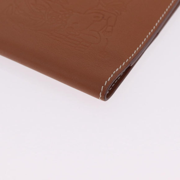 HERMES EA Zip PM Day Planner Cover Leather Brown Silver Auth 212573M