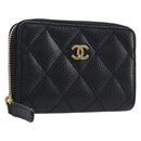 CHANEL Matelasse Long Wallet Caviar Skin Black Gold CC Auth 212574M-1