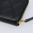 CHANEL Matelasse Long Wallet Caviar Skin Black Gold CC Auth 212574M-10