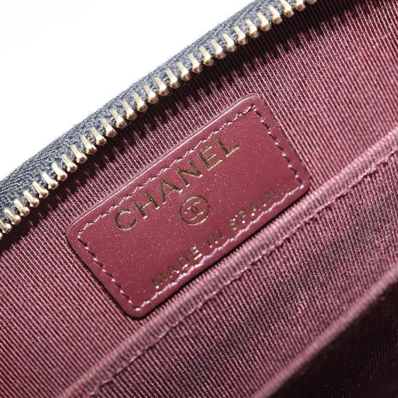 CHANEL Matelasse Long Wallet Caviar Skin Black Gold CC Auth 212574M