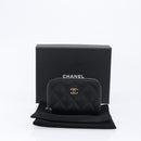 CHANEL Matelasse Long Wallet Caviar Skin Black Gold CC Auth 212574M-23