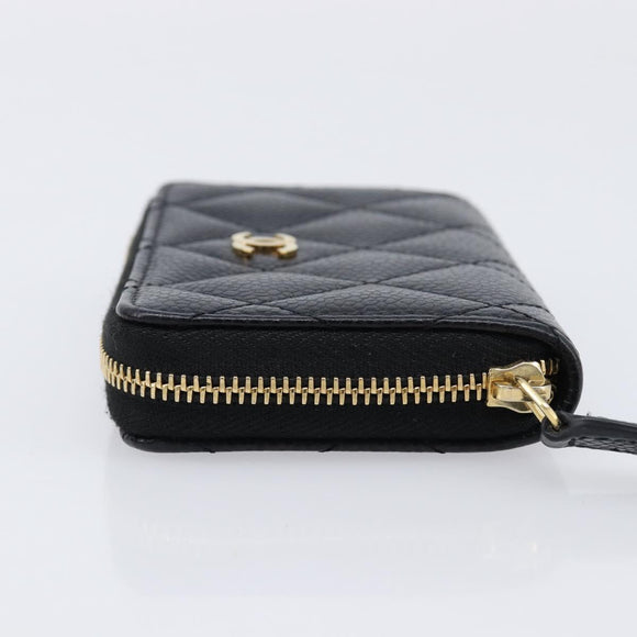CHANEL Matelasse Long Wallet Caviar Skin Black Gold CC Auth 212574M