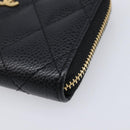 CHANEL Matelasse Long Wallet Caviar Skin Black Gold CC Auth 212574M-8