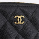 CHANEL Matelasse Coin Purse Caviar Skin Black Gold CC Auth 212575M-12