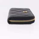 CHANEL Matelasse Coin Purse Caviar Skin Black Gold CC Auth 212575M-4