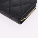 CHANEL Matelasse Coin Purse Caviar Skin Black Gold CC Auth 212575M-9