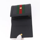 GUCCI GG Marmont Web Sherry Line Wallet Leather Black Gold 719887 Auth 212576M-13