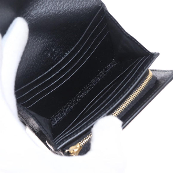 GUCCI GG Marmont Web Sherry Line Wallet Leather Black Gold 719887 Auth 212576M