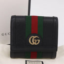 GUCCI GG Marmont Web Sherry Line Wallet Leather Black Gold 719887 Auth 212576M-23