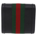 GUCCI GG Marmont Web Sherry Line Wallet Leather Black Gold 719887 Auth 212576M-3